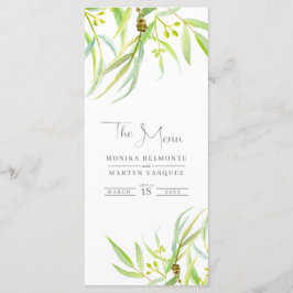 Eucalyptus löv vattencolor bröllop-menyn meny