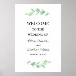 Eucalyptus löv. Woodland simple bröllop Välkommen Poster