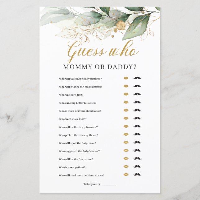 Eucalyptus lövs boho mamma eller pappa-spel (Framsida)