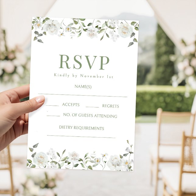 Eucalyptus Lush Greenery Floral Wedding RSVP cards OSA Kort (Skapare uppladdad)
