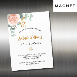 Eucalyptus luxury ro blommigt magnetisk inbjudningskort