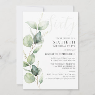 Eucalyptus Mamma 60:e födelsedagen Inbjudningar