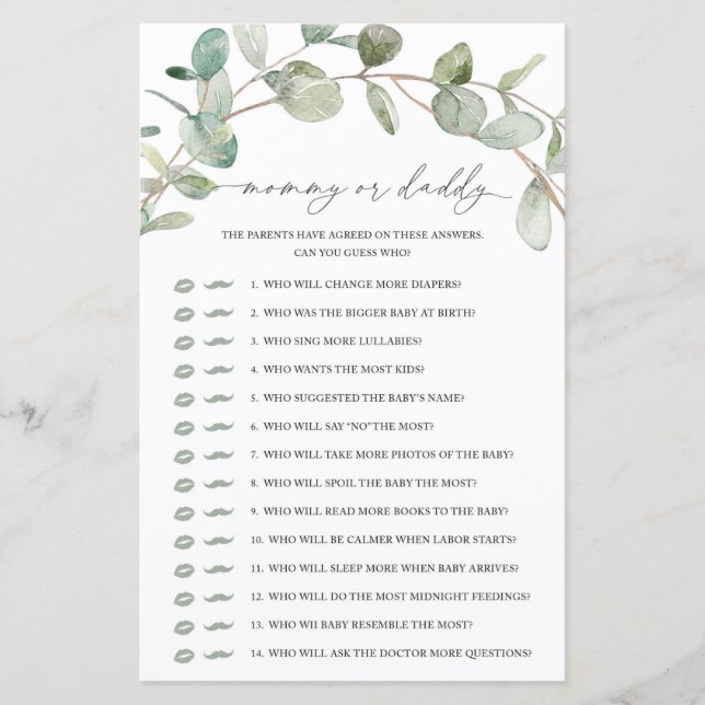 Eucalyptus Mamma eller pappa Game (Framsida)