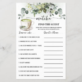 Eucalyptus Matcha Find the Guest Shower Game Card Flygblad