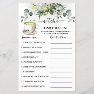 Eucalyptus Matcha Hitta Gäst Dusch Spelkort Flygblad