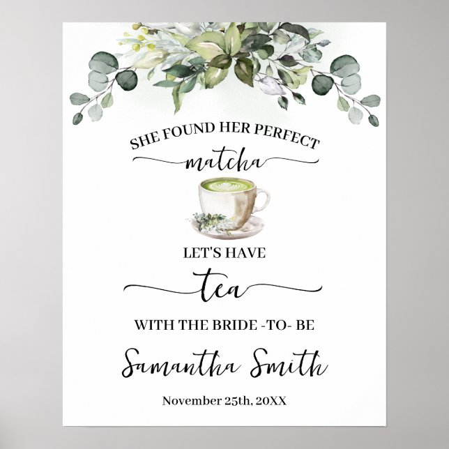 Eucalyptus Matcha Låt oss ha te med bruden Poster (Framsidan)