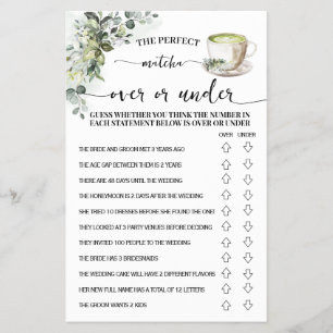 Eucalyptus Matcha Över eller Under Dusch Spelkort Flygblad