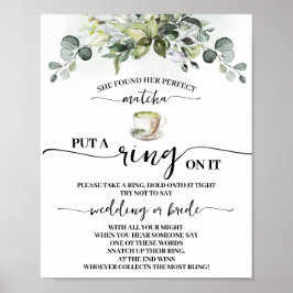 Eucalyptus Matcha Sätt en ring på bröllopsdusch-sp Poster