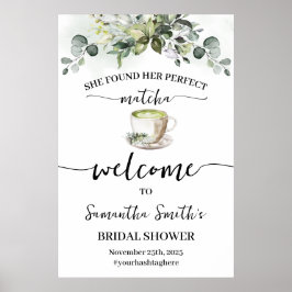 Eucalyptus Matcha Welcome Tea Bridal Shower Sign Poster
