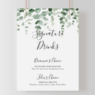 Eucalyptus med minimalistisk Grönt Namnteckning Dr Poster
