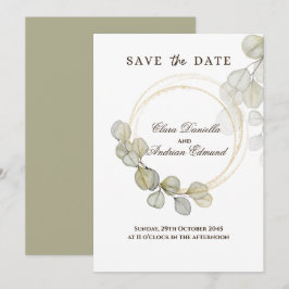 Eucalyptus med vattenfärg sparar datumet