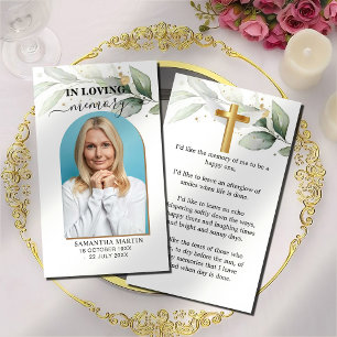 Eucalyptus Memorial Funeral Bookmark Visitkort