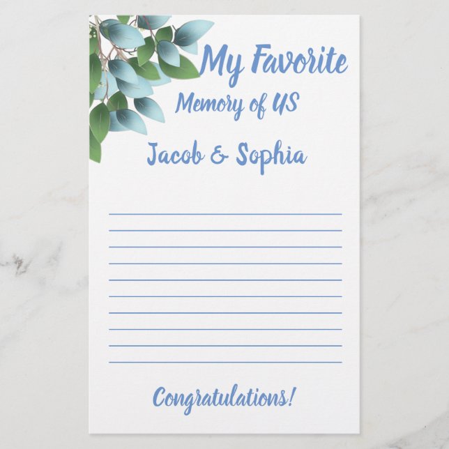 EUCALYPTUS MIN MINNESKORT FÖR MÖHIPPA FLYGBLAD (Framsidan)