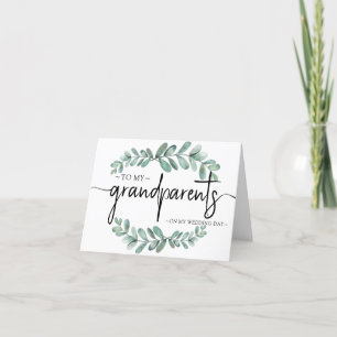 Eucalyptus Minimal Grandparent bröllop keepsaké Tack Kort