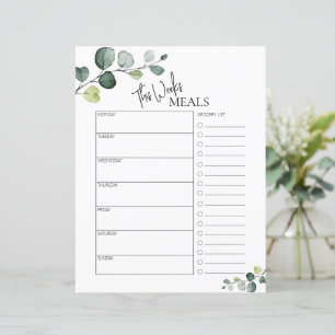 Eucalyptus Minimal text varje vecka måltidsplaneri