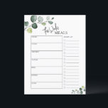 Eucalyptus Minimal text varje vecka måltidsplaneri<br><div class="desc">Minimal måltidsplanering för textskript med en lista över livsmedel där du kan notera dina köpbehov. Den minsta måltidsplaneraren levereras med ett anteckningsområde längst bak där du kan lägga till påminnelser från extra eller sak som du inte vill missa. Måltidsplanering är en bra och nyttig metod för att kartlägga måltider för...</div>