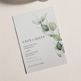 Eucalyptus Minimalist Watercolor Bröllop Spara Datumet