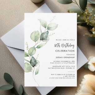 Eucalyptus Minimalistisk 80:e Födelsedagsfest Inbjudningar