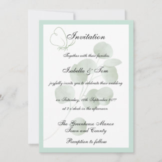 Eucalyptus Minimalistisk Botanisk Bröllop Inbjudningar