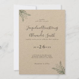Eucalyptus Minimalistisk bröllopsinbjudan Inbjudningar