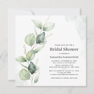 Eucalyptus Minimalistisk Möhippa med vattenfärg Inbjudningar