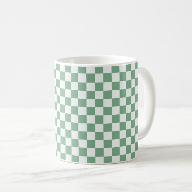 Eucalyptus mist checkerboard pattern kaffemugg (Framsida höger)