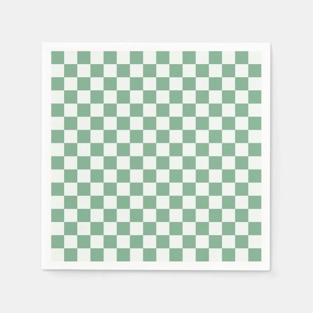 Eucalyptus mist checkerboard pattern pappersservett (Framsidan)
