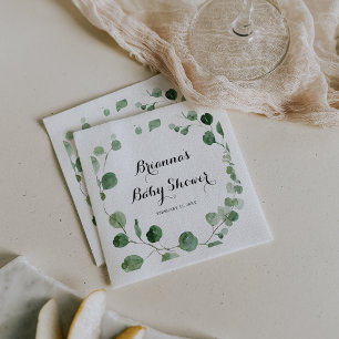 Eucalyptus Modern calligrafi Babyskor Napkins Pappersservett
