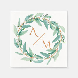 Eucalyptus Modern calligrafi Monogram Bröllop Pappersservett