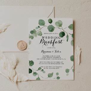 Eucalyptus Modern calligraphy Bröllop Breakfast Inbjudningar
