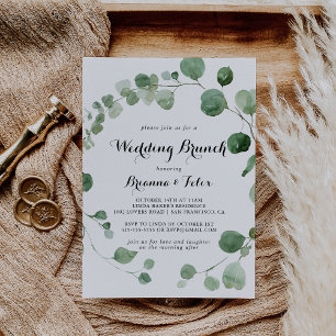 Eucalyptus Modern calligraphy Bröllop Brunch Inbjudningar