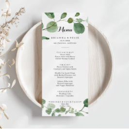 Eucalyptus Modern Calligraphy Dinner Menu Meny