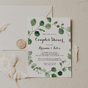 Eucalyptus Modern Calligraphy Par Shower Inbjudningar