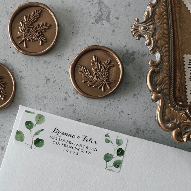 Eucalyptus Modern calligraphy Return-adressetikett Returadress Etikett (Skapare uppladdad)