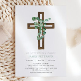 Eucalyptus Modern Kor Christening Inbjudningar