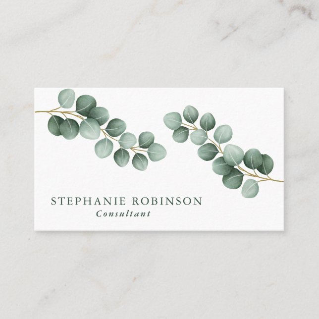 Eucalyptus Modern Minimalistiskt Affärskort Visitkort (Framsida)