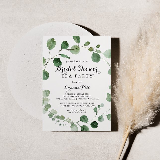 Eucalyptus Modern Möhippa Tea Party Inbjudningar (Skapare uppladdad)