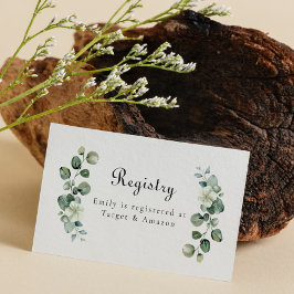Eucalyptus Möhippa Baby Shower Bröllop Registry Visitkort