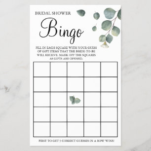 Eucalyptus Möhippa Bingo-spelkort Flygblad