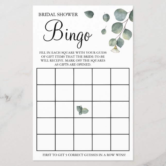 Eucalyptus Möhippa Bingo-spelkort Flygblad (Framsidan)