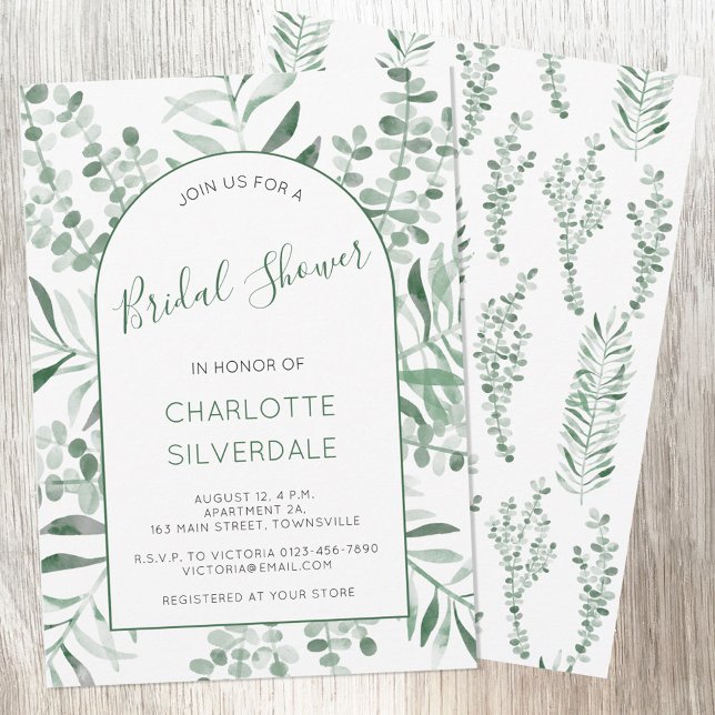 Eucalyptus Möhippa för vattenfärgad Elegant Inbjudningar (Eucalyptus greenery watercolor elegant bridal shower invitation )