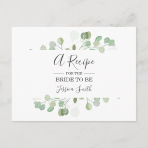 Eucalyptus Möhippa Recipe Card Greenery Boho Vykort