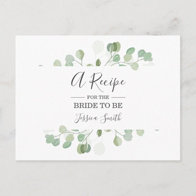 Eucalyptus Möhippa Recipe Card Greenery Boho Vykort (Framsida)