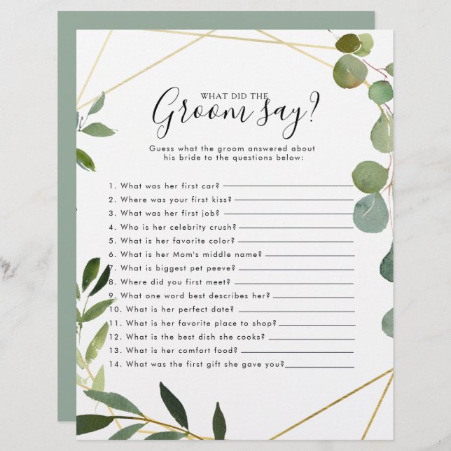 Eucalyptus Möhippa Vad sa Groom? (Fram/baksida)