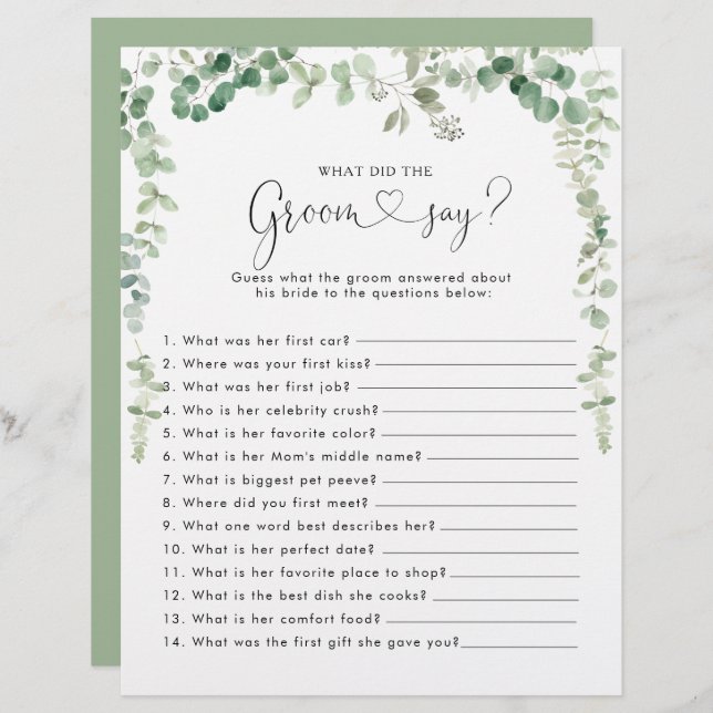 Eucalyptus Möhippa Vad sa Groom? (Fram/baksida)