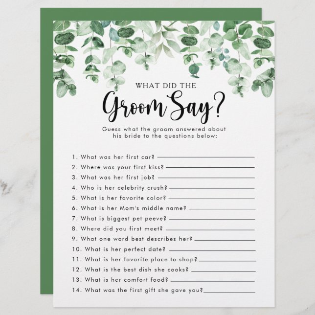 Eucalyptus Möhippa Vad sa Groom? (Fram/baksida)