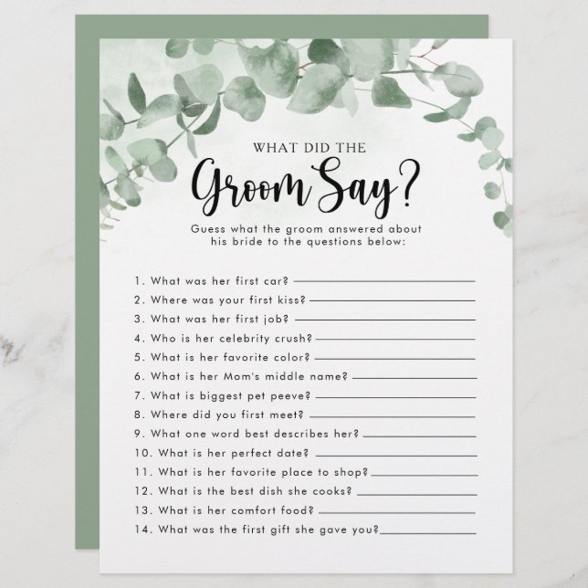 Eucalyptus Möhippa Vad sa Groom? (Fram/baksida)