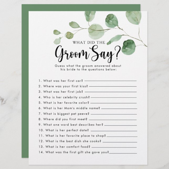 Eucalyptus Möhippa Vad sa Groom? (Fram/baksida)