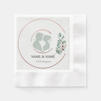 Eucalyptus Monogram Bröllop Napkins (mynta) Pappersservett