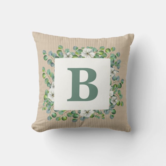 Eucalyptus Monogram Dekorativ kudde (Framsida)